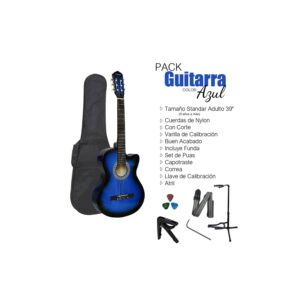 PACK DE GUITARRA ACUSTICA NYLON AZUL